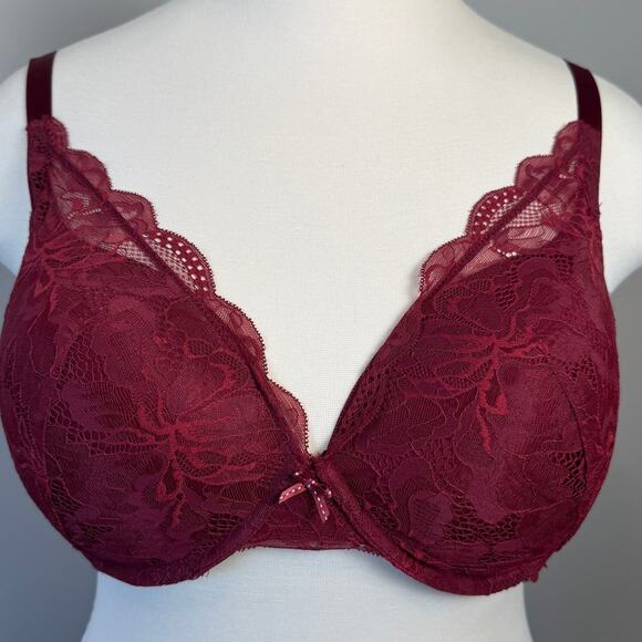 Elegant Lace Burgundy Bra - Picture 1 of 10